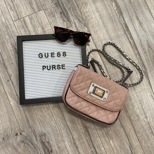 Guess Cute Faux Leather Pink Chain Shoulder Bag